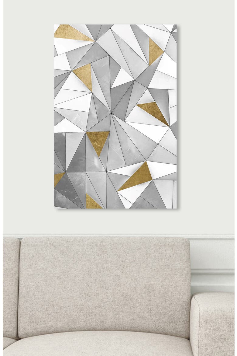 Triangular Wall Canvas Wall Art, Alternate, color, GREY WHITE GOLD