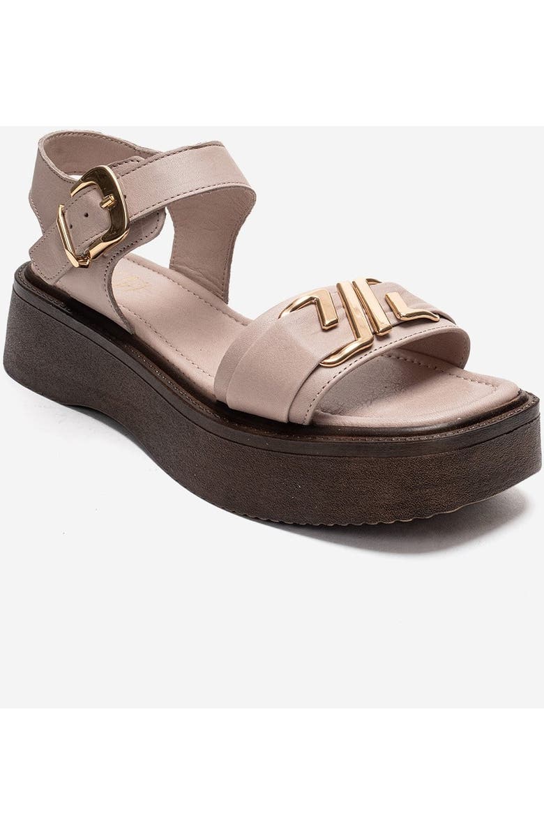 Forever & Always Shoes Lone Leather Platform Sandal, Alternate, color, Off-White