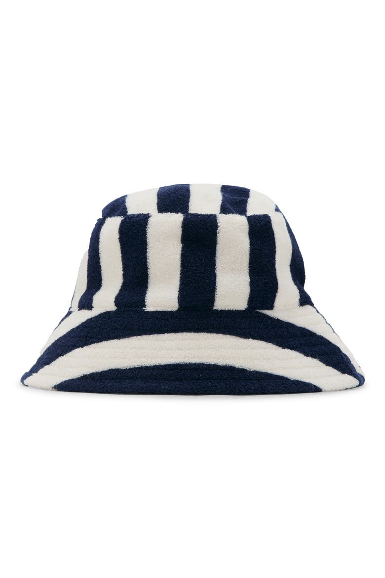 Stripe Terry Cloth Bucket Hat, Main, color, BLUE