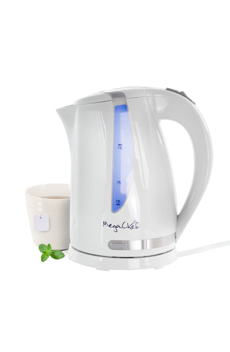 Megachef 1.7Lt. Plastic Electric Tea Kettle- White, Main, color, White