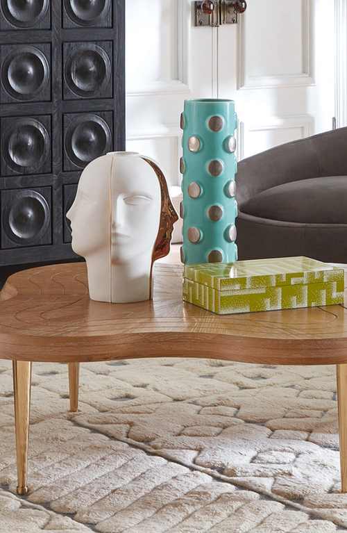 Jonathan Adler Atlas Split Vase In White/gold