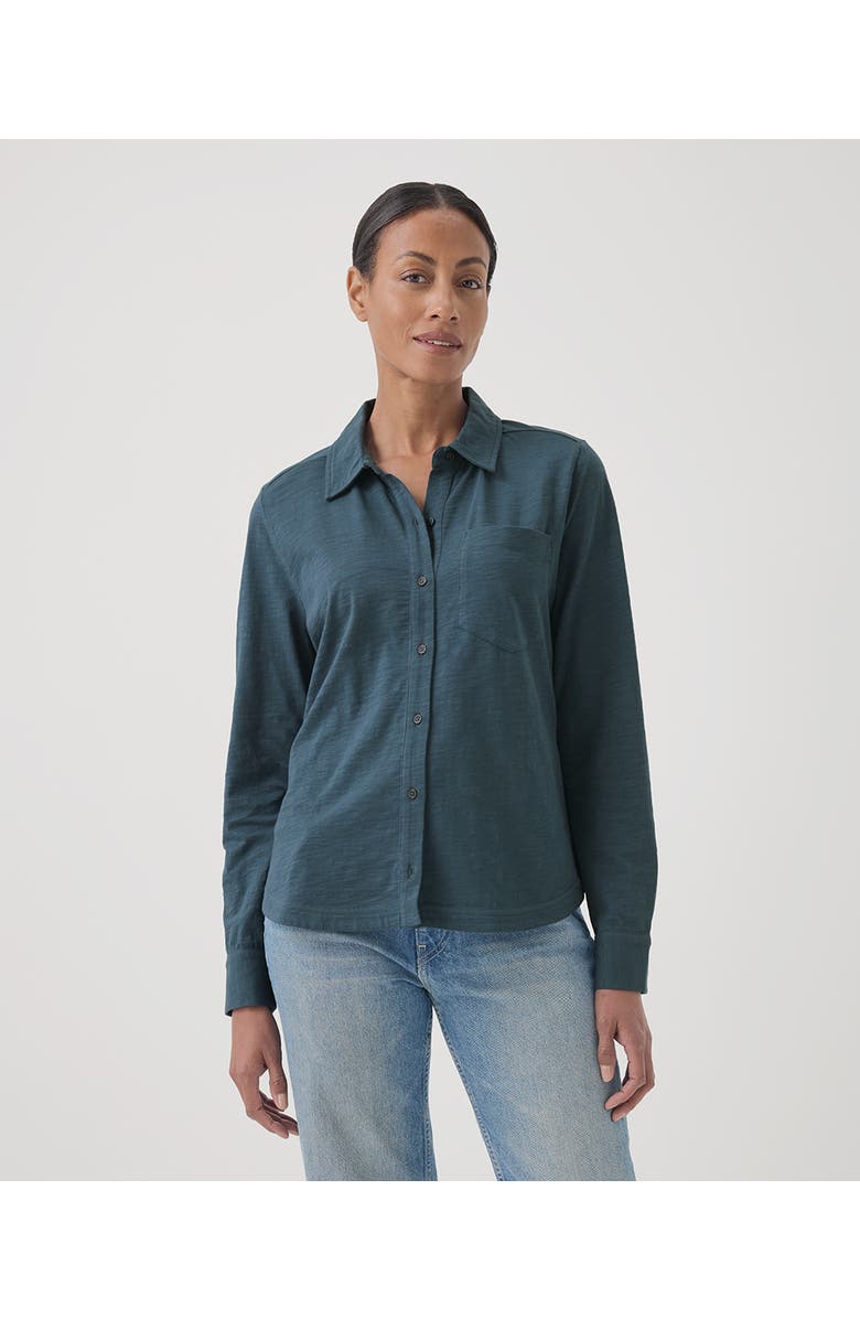 Pact Organic Cotton Relaxed Slub Long Sleeve Button Up, Main, color, Ore