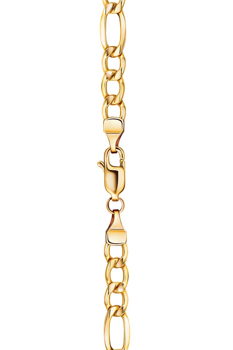 Flat Figaro Link Necklace, Alternate, color, GOLD