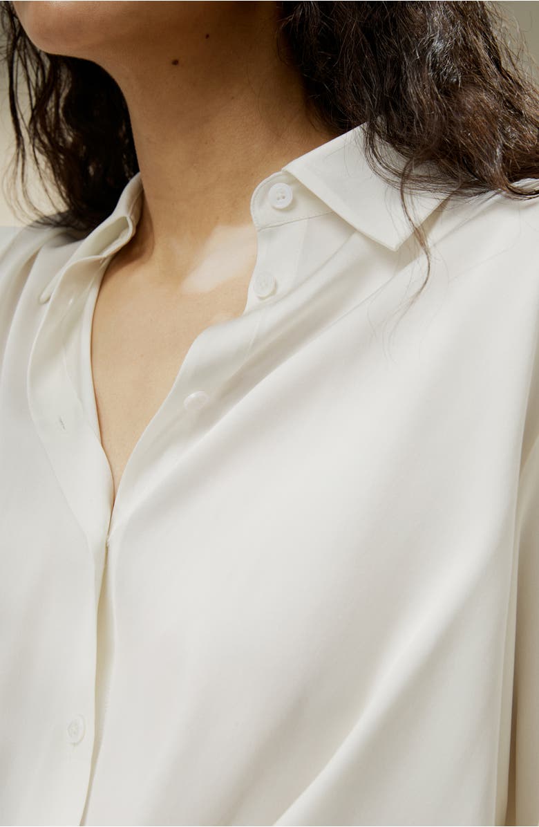 Lilysilk Hem Pleated Silk Blouse, Alternate, color, White