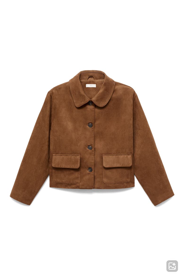 Faux Suede Jacket, Alternate, color, TOBACCO BROWN