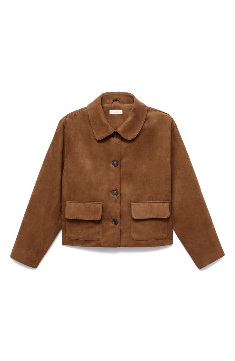 MANGO TEEN Faux Suede Jacket, Alternate, color, Tobacco Brown