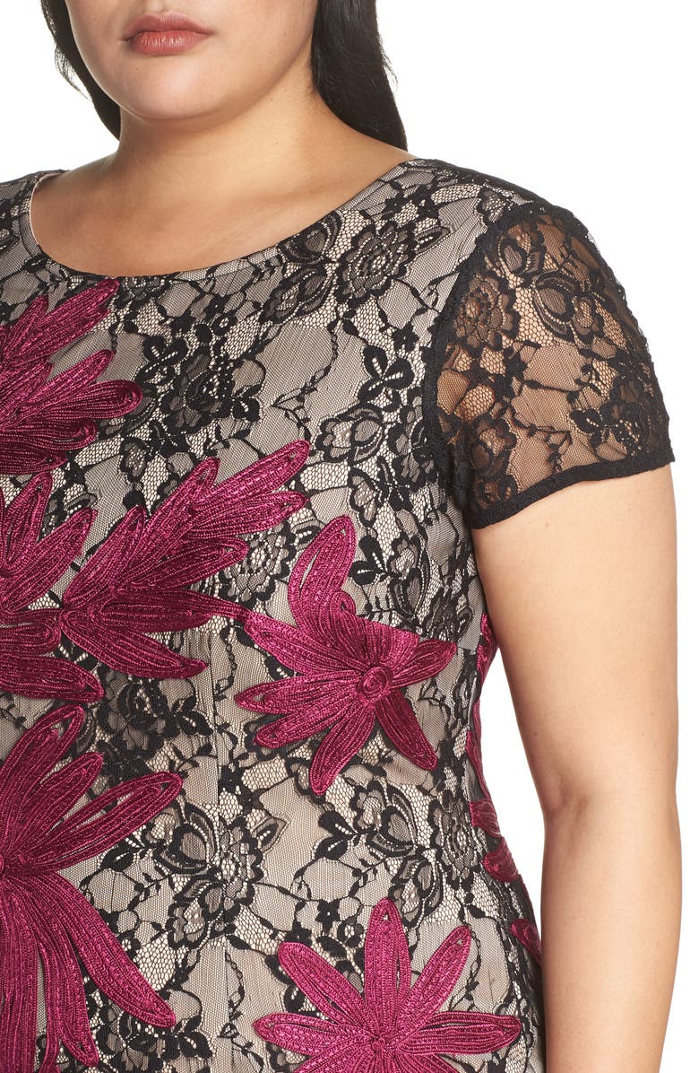 JS Collections Two Tone Embroidered Lace Dress, Alternate, color,