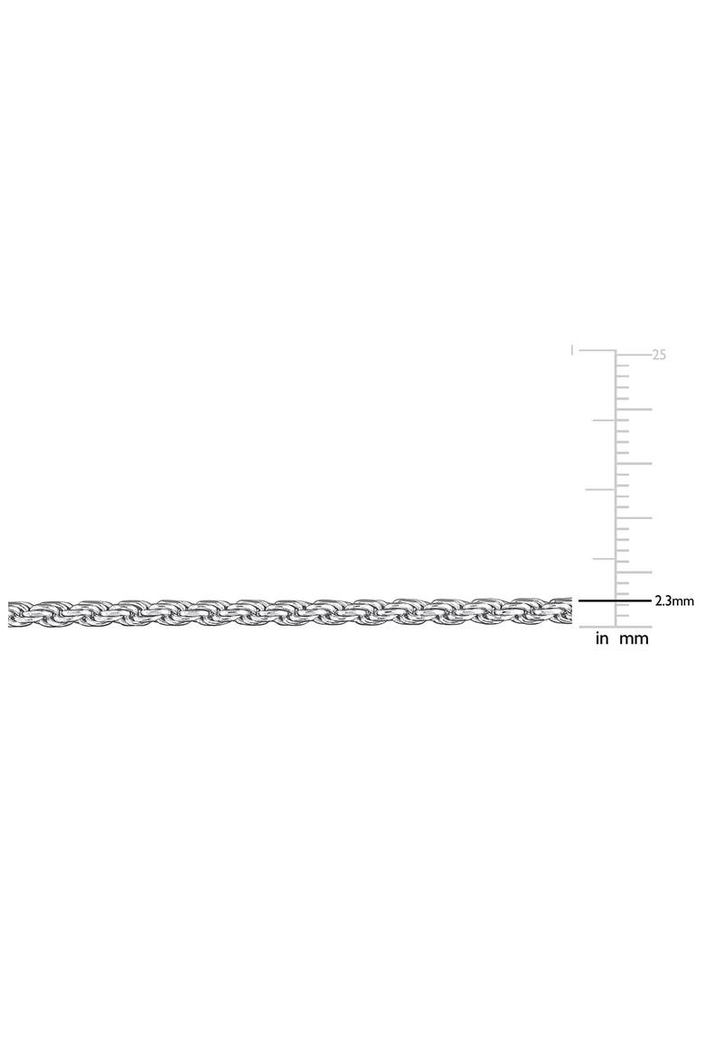 Diamond Cut Rope Chain Necklace, 2.30mm, Alternate, color, SILVER