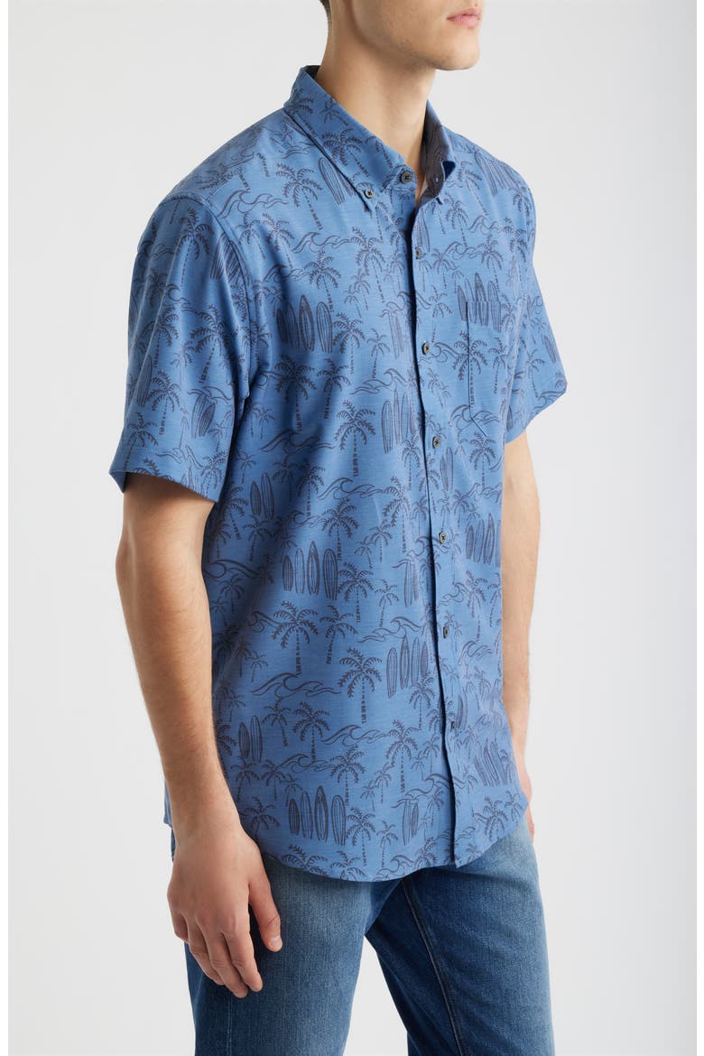 Surf Break Short Sleeve Button-Down Sport Shirt, Alternate, color, MOONLIGHT BLUE