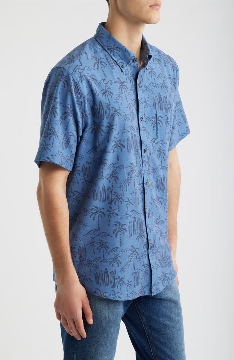Reyn Spooner Surf Break Short Sleeve Button-Down Sport Shirt, Alternate, color, Moonlight Blue