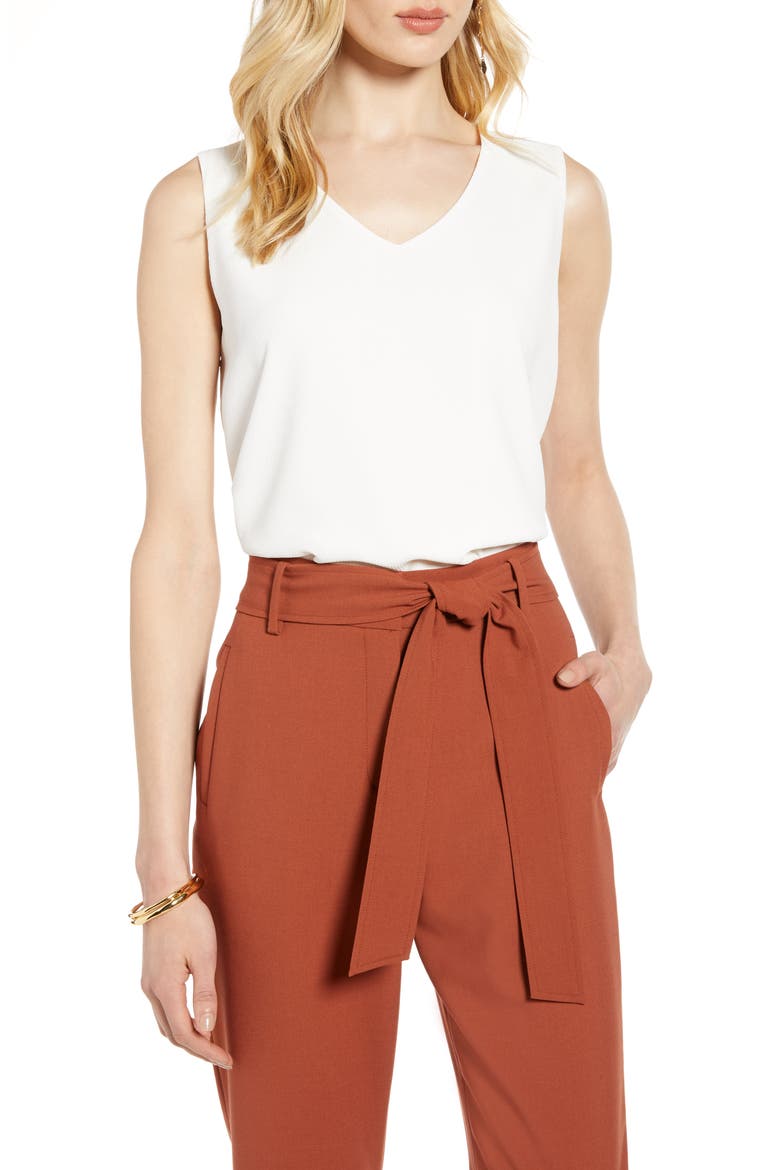 Pattern Sleeveless Top, Main, color, IVORY CLOUD