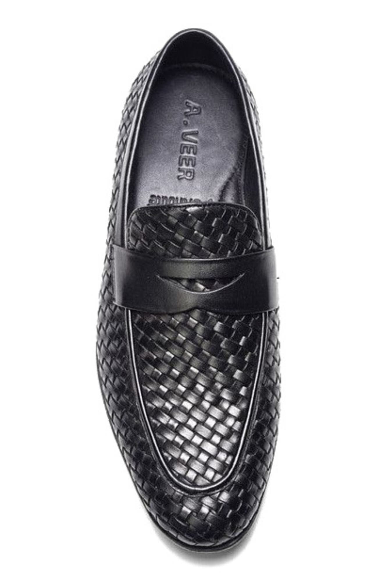 A. Veer Cairo Woven Loafer, Alternate, color, Black Leather