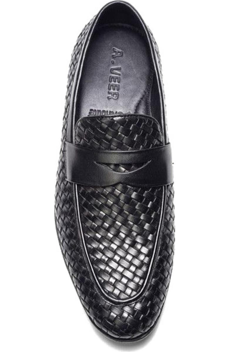 A. Veer Cairo Woven Loafer, Alternate, color, Black Leather