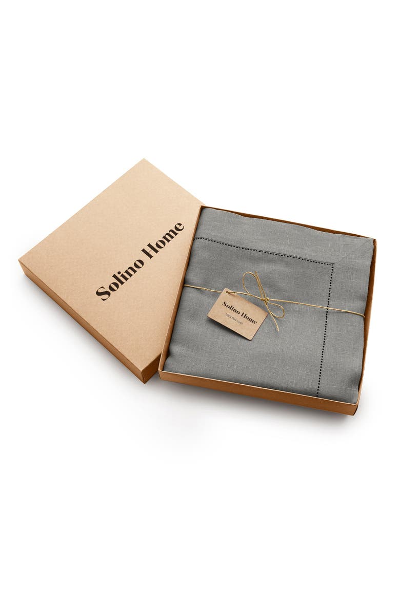 Linen Round Tablecloth - Sonoma Hemstitch, Alternate, color, Grey