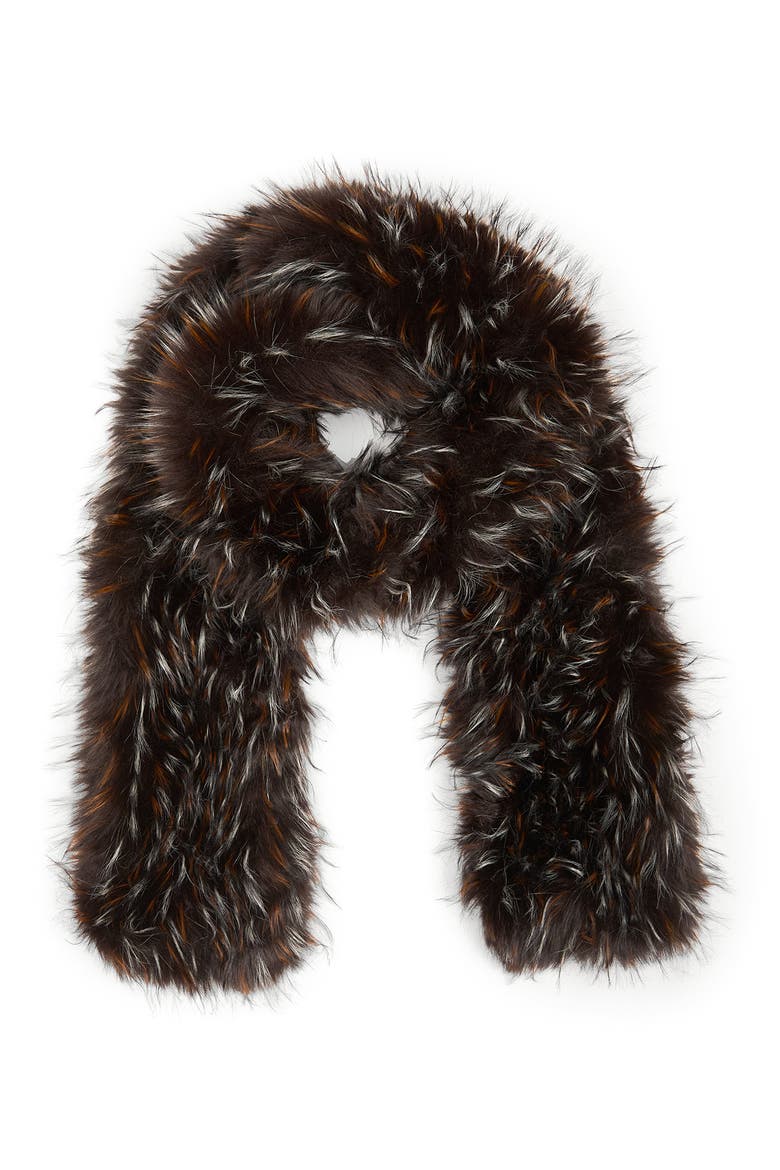 Faux Fur Scarf, Alternate, color, BROWN MULTI