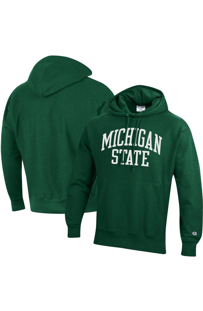 Champion Men's Champion Green Michigan State Spartans Team Arch Reverse Weave Pullover Hoodie, Main, color, 