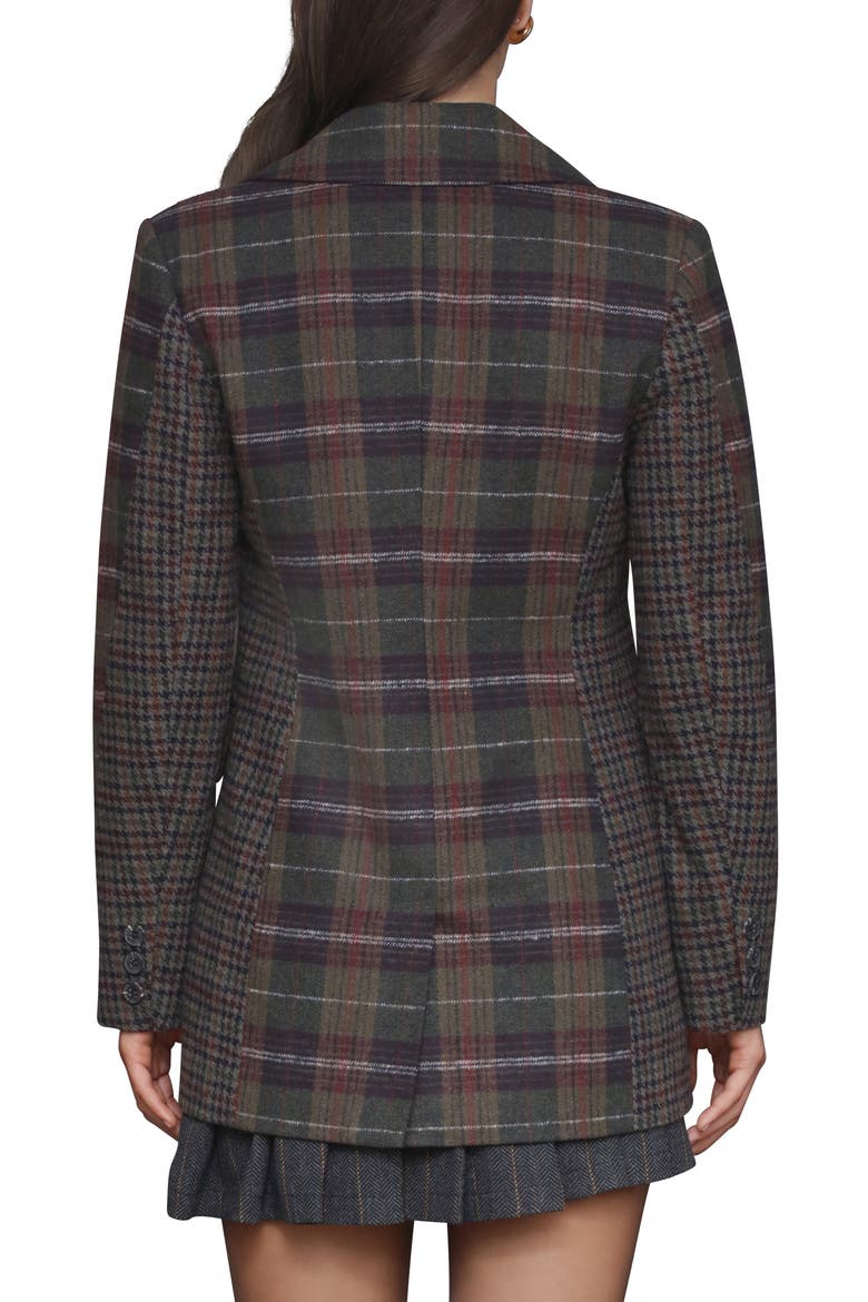 Plaid Patternblock Double Breasted Blazer, Alternate, color, OLIVE BURGUNDY PLAID