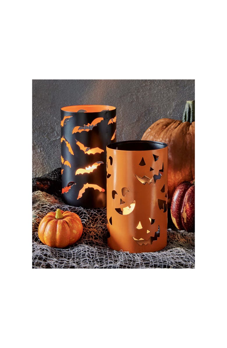 tag Spooky Bats Hurricane Candle Holders for Halloween Decor, Alternate, color, Black