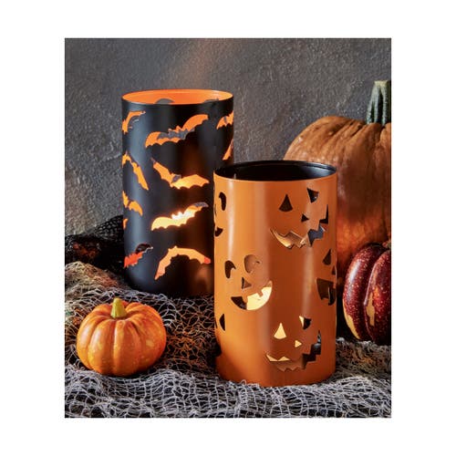 Tag Spooky Bats Hurricane Candle Holders For Halloween Decor In Black