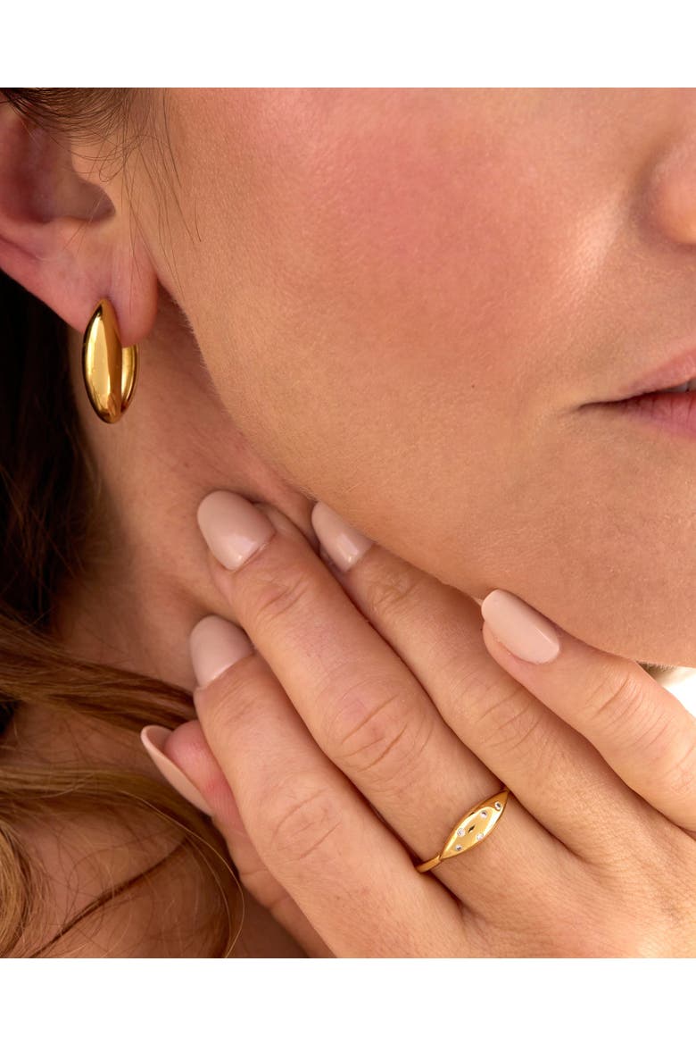 Gardenia Reversible Gold Hoop Earrings, Alternate, color, Gold