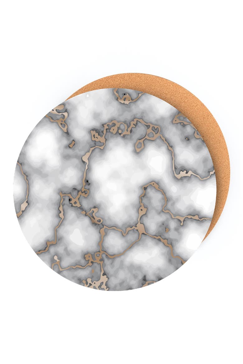 Marble Print Set of 8 Placemats, Main, color, SMOKEY GOLD