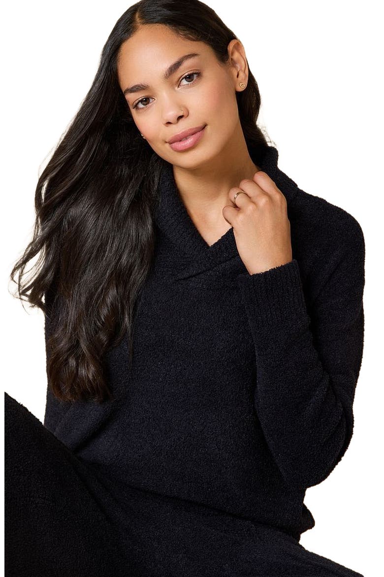 Ultra-Marshmallow Shawl Collar with Pintuck Pant, Alternate, color, Black