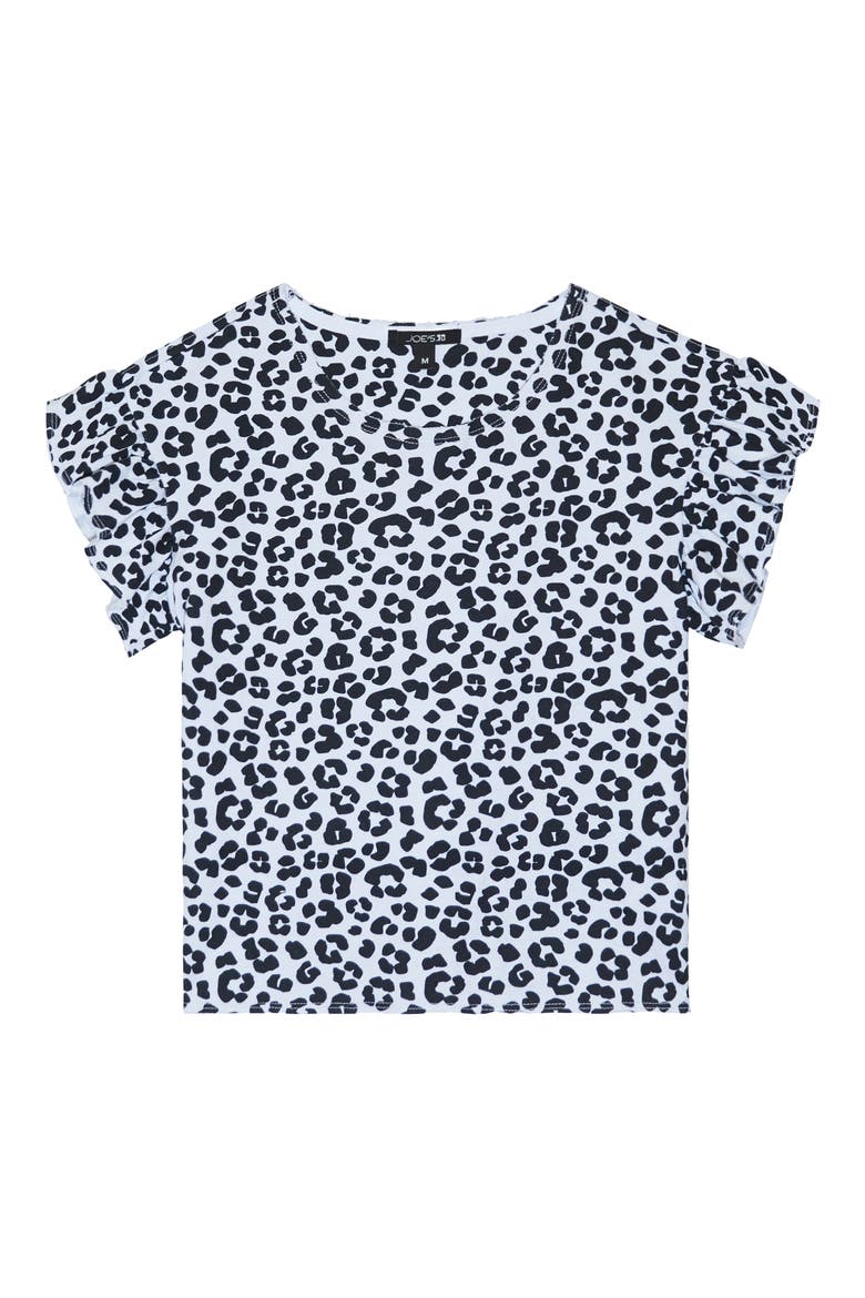 Kids' The Maja Flutter Sleeve French Terry Top, Main, color, WHITE BLACK