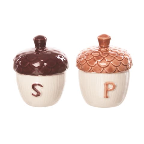 Multicolor Harvest Moody Acorn Salt and Pepper Shakers Set