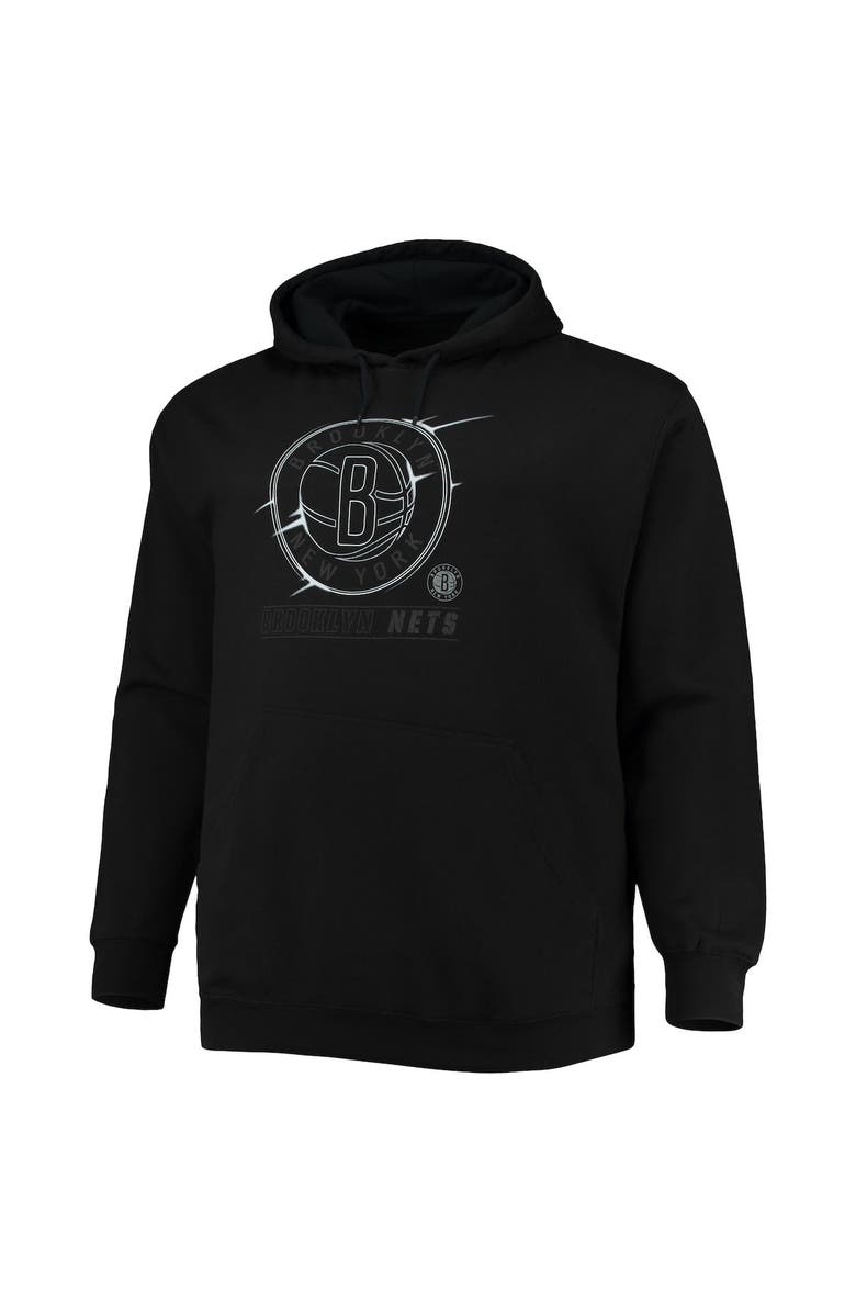PROFILE Men's Black Brooklyn Nets Big & Tall Pop Pullover Hoodie, Alternate, color, Black