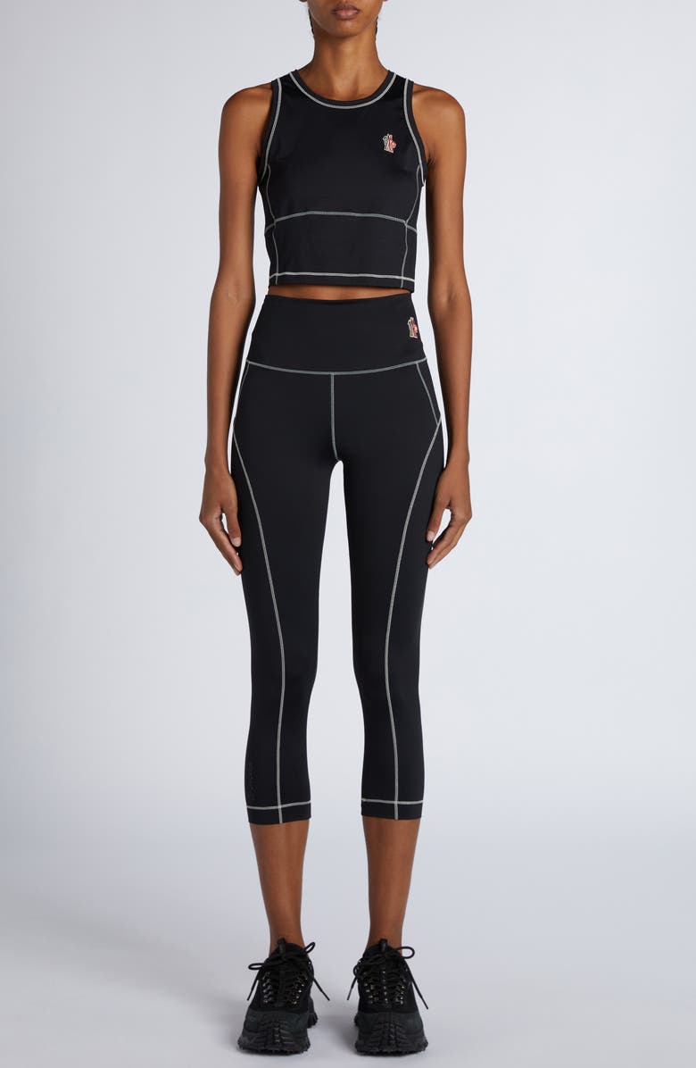 Moncler Grenoble Contrast Seam Sleeveless Top, Alternate, color, Black