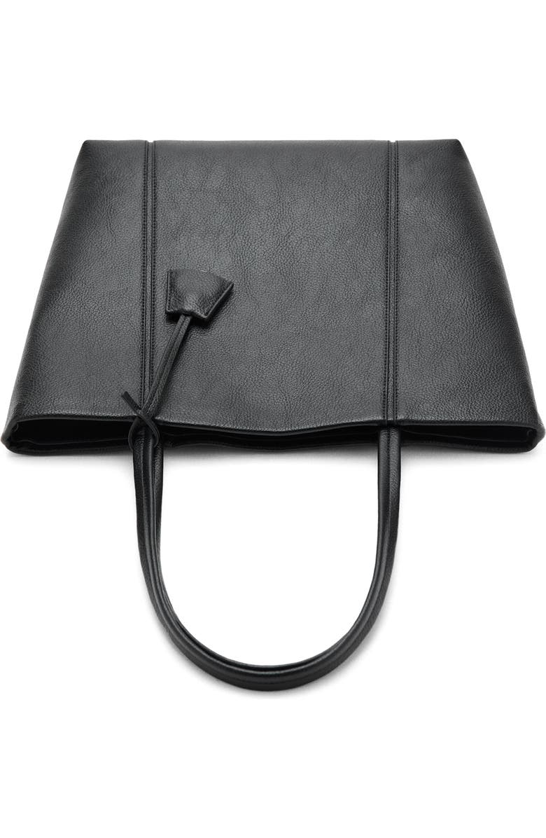 MANGO Faux Leather Shopper Bag, Alternate, color, Black
