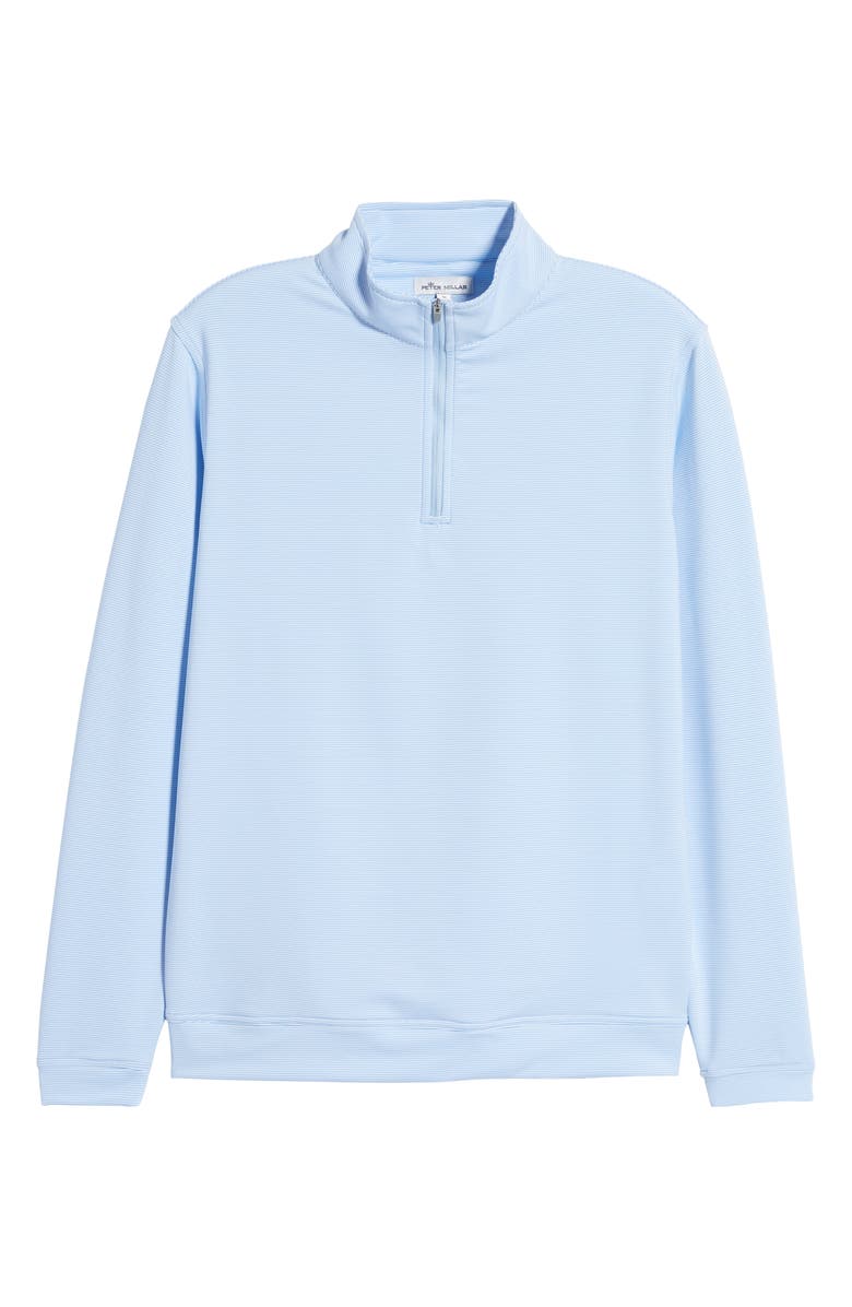 Peter Millar Perth Stripe Quarter Zip Performance Pullover, Alternate, color, Cottage Blue/White