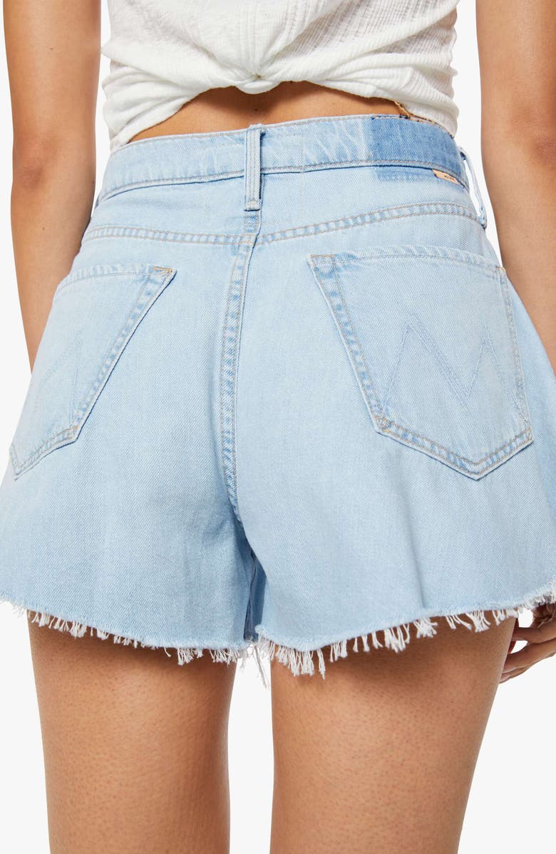 MOTHER The Flutter Frayed High Waist Flare Denim Shorts, Alternate, color, Shaken Not Stirred