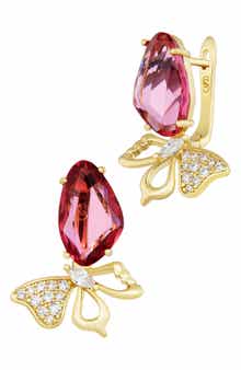 SAVVY CIE JEWELS Carved Stone Butterfly Drop Earrings