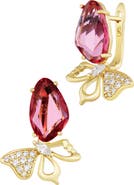 SAVVY CIE JEWELS Carved Stone Butterfly Drop Earrings