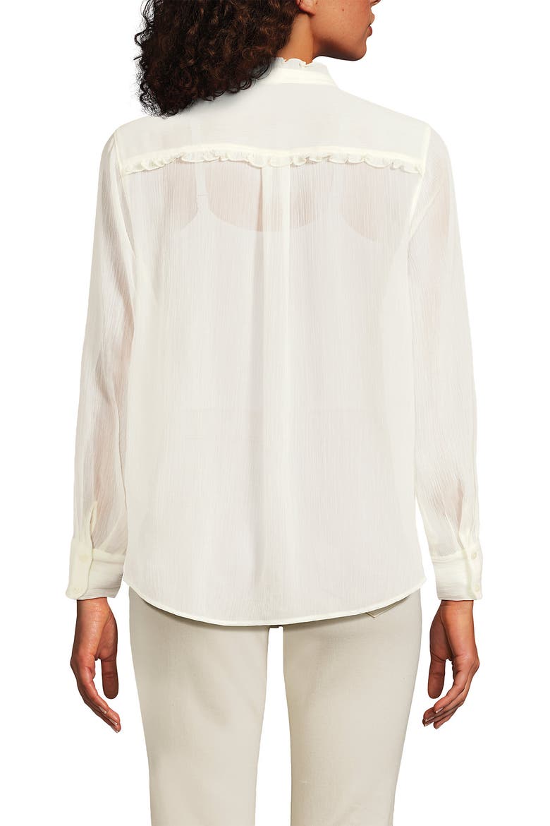 Chiffon Ruffle Front Long Sleeve Top, Alternate, color, Ivory