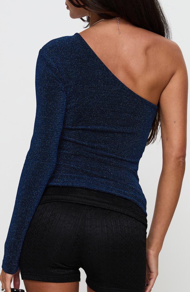 Princess Polly One-Shoulder Metallic Knit Top, Alternate, color, Navy Glitter