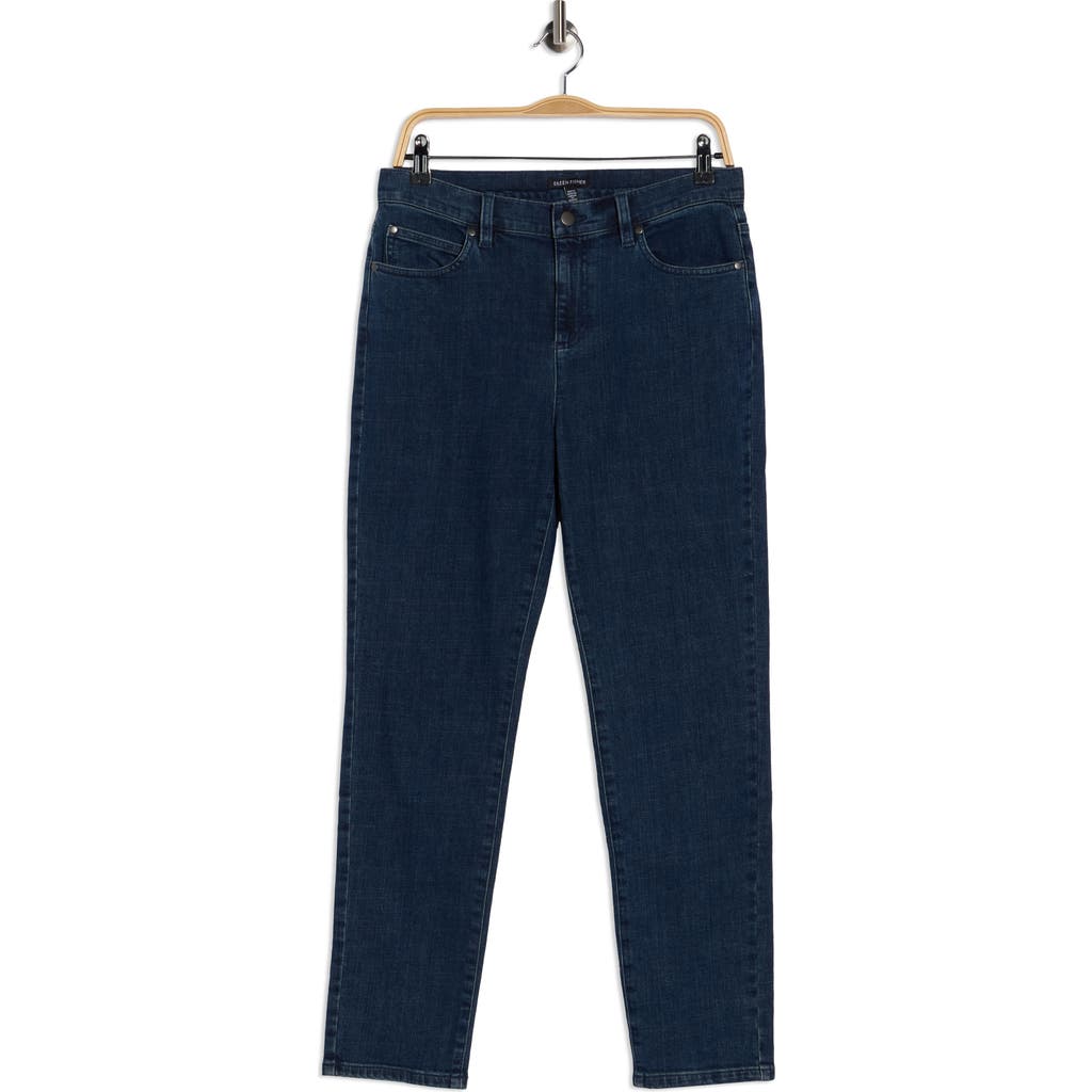 Eileen Fisher High Waist Slim Ankle Jeans In Black