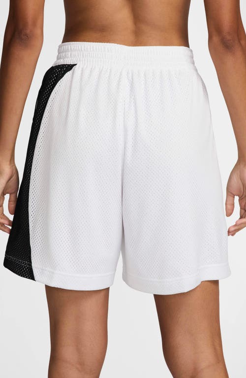 Nike Essential Dri-fit Mesh Basketball Shorts In White/black/white