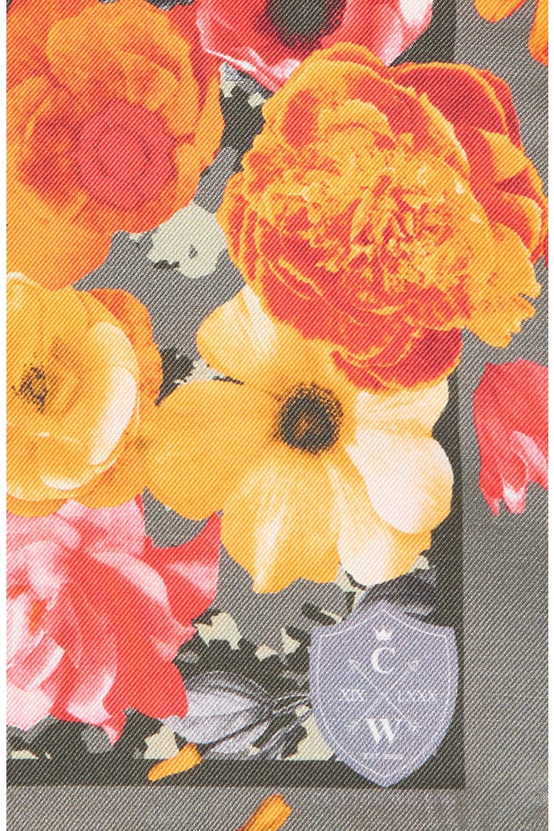 Floral Silk Pocket Square, Alternate, color, ORANGE