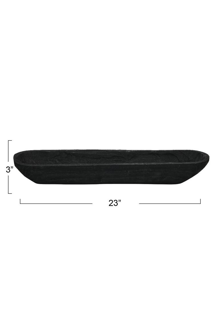 Decorative Paulownia Wood Bowl, Black, Alternate, color, Black