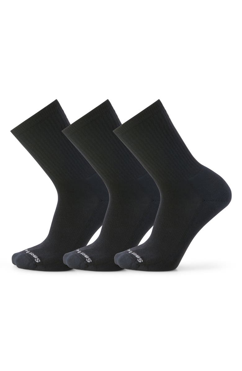 Smartwool 3-Pack Everyday Solid Rib Crew Socks, Main, color, Everyday Black