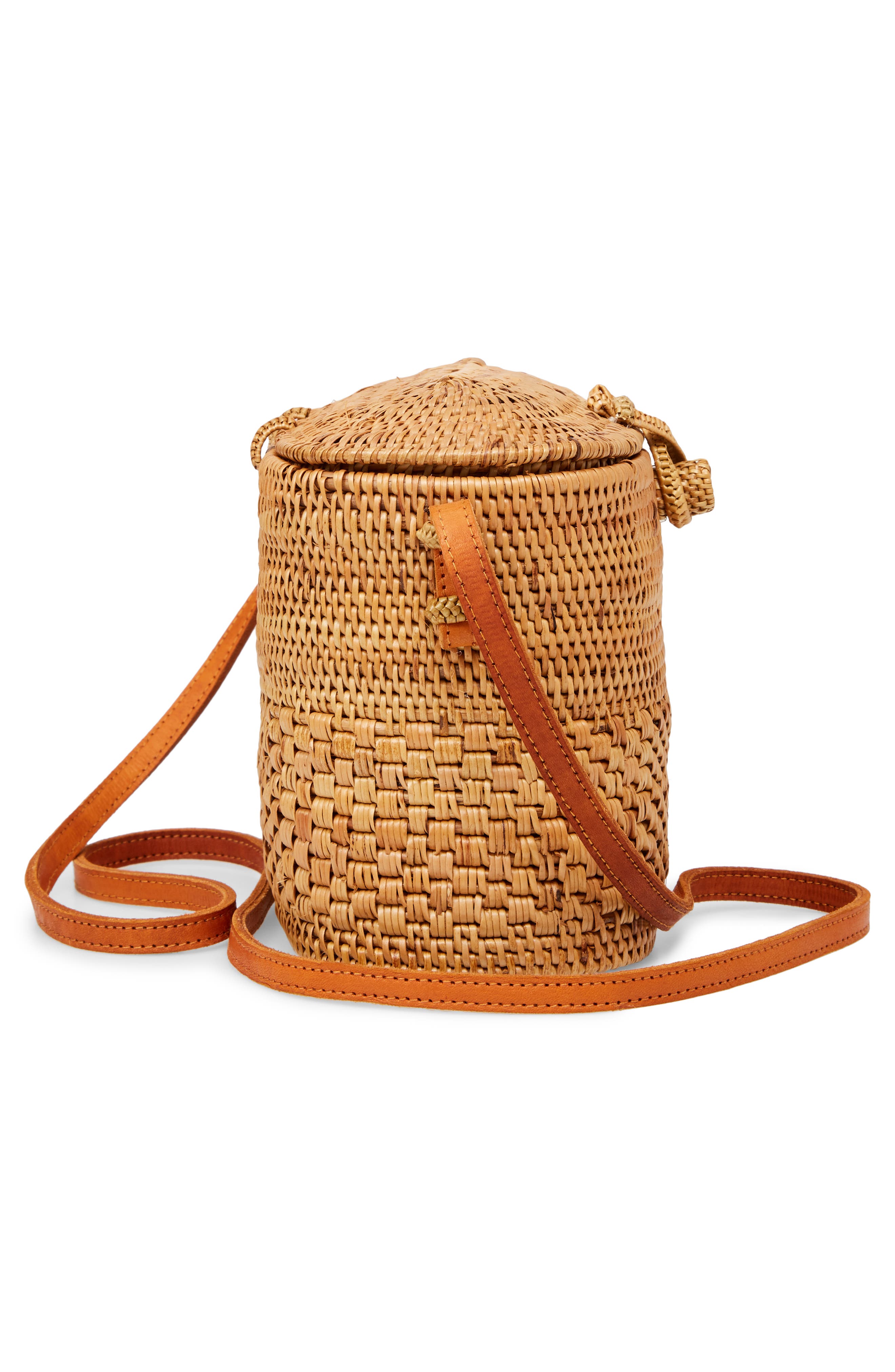 Street Level Woven Rattan Box Crossbody Bag, Alternate, color, 