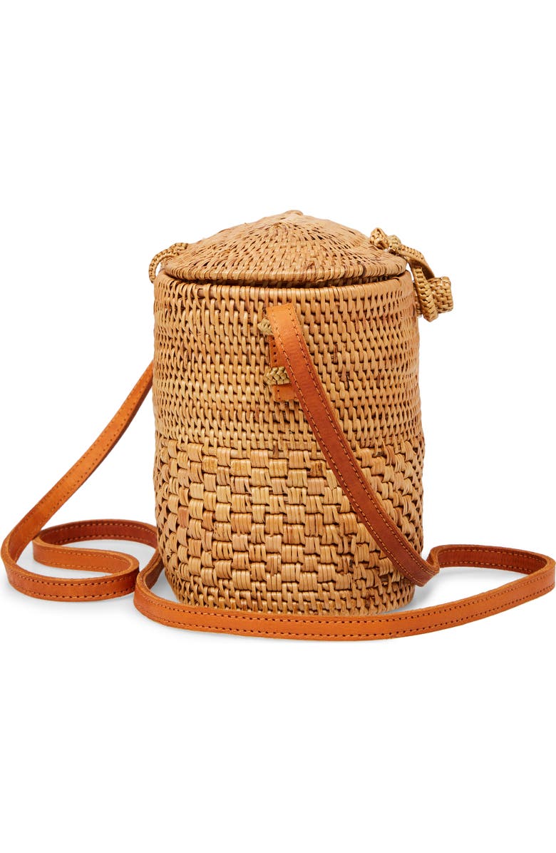 Street Level Woven Rattan Box Crossbody Bag, Alternate, color,