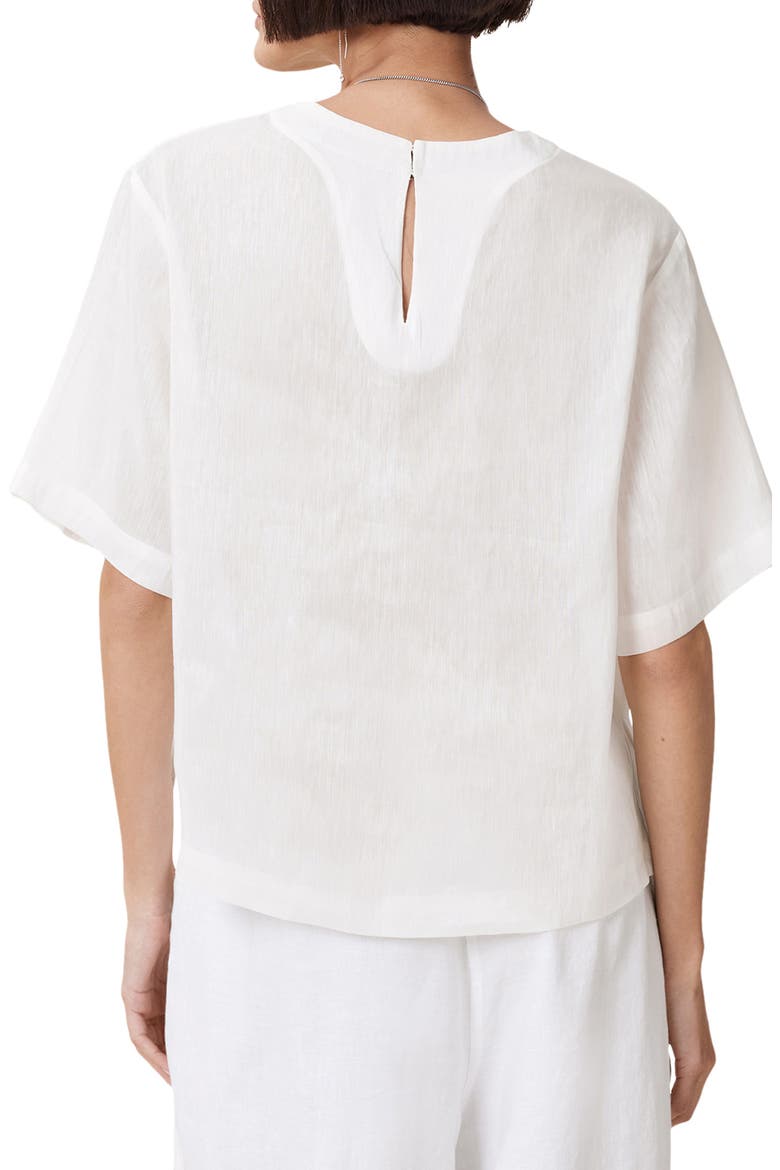 Lottie Linen & Silk Crop T-Shirt, Alternate, color, CHALK WHITE