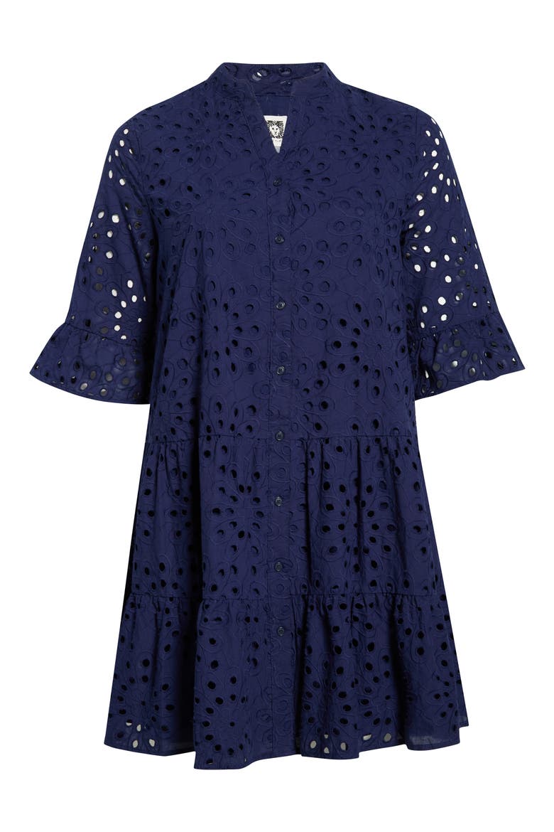 Eyelet Embroidered Tiered Cotton Dress, Alternate, color, DISTANT MOUNTAIN