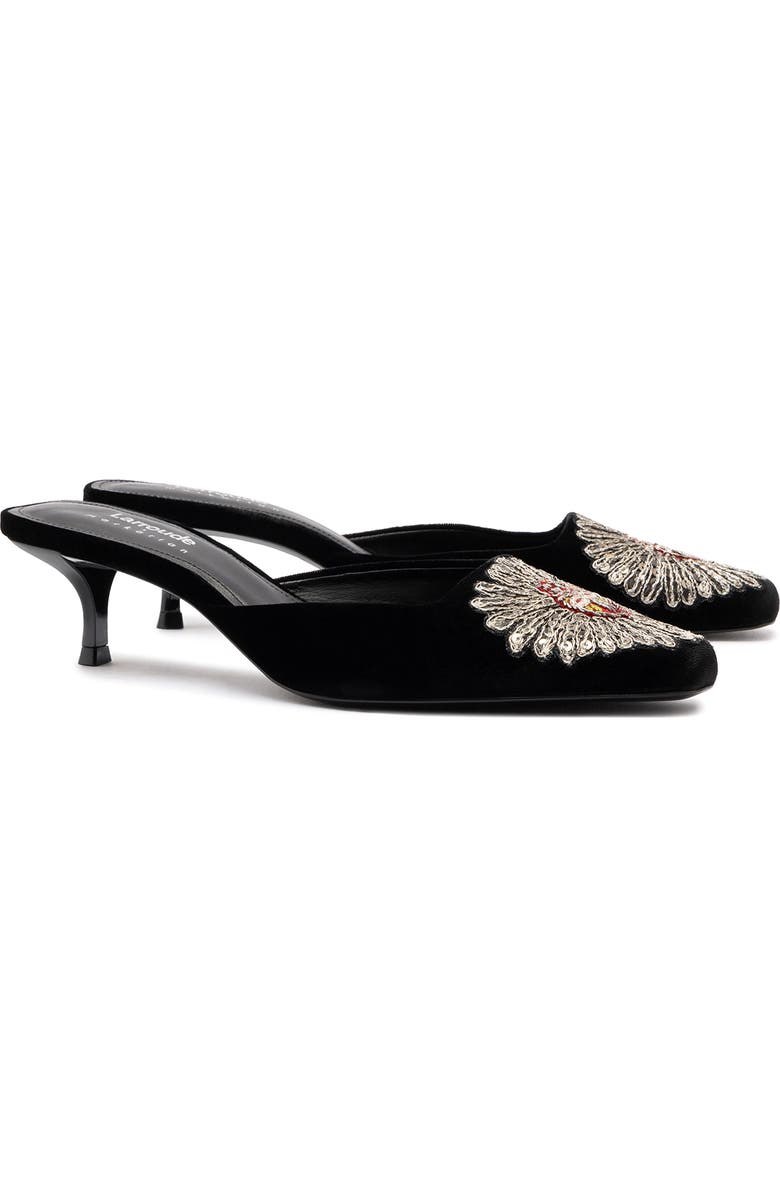 Larroudé x Markarian Mule In Velvet and Heart Embroidery, Alternate, color,