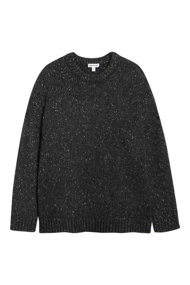 Metallic Crewneck Sweater, Alternate, color, GREY DK HTR METALLIC MARL