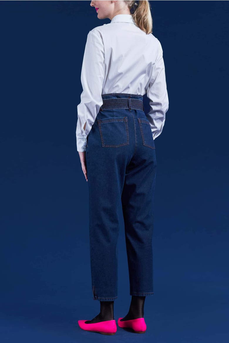 High Waist Belted Jeans, Alternate, color, Jeans Blue