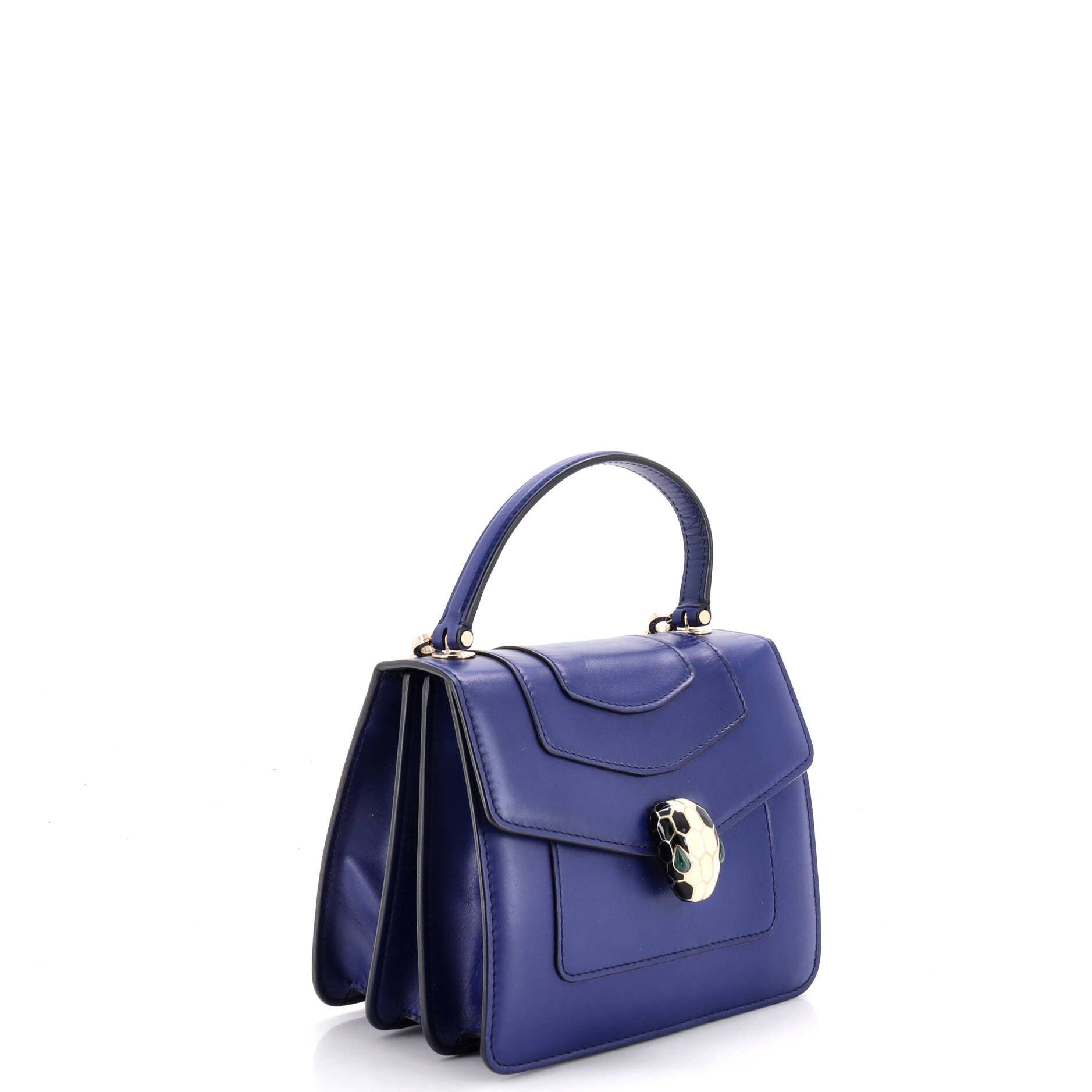 Serpenti Forever Top Handle Bag Leather Small, Alternate, color, Blue